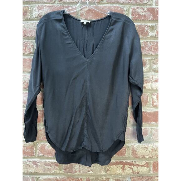 Wilfred Aritzia Black Rayon Blouse‎ Tunic Women XS Long Sleeve Minimalist V Neck - Picture 10 of 10